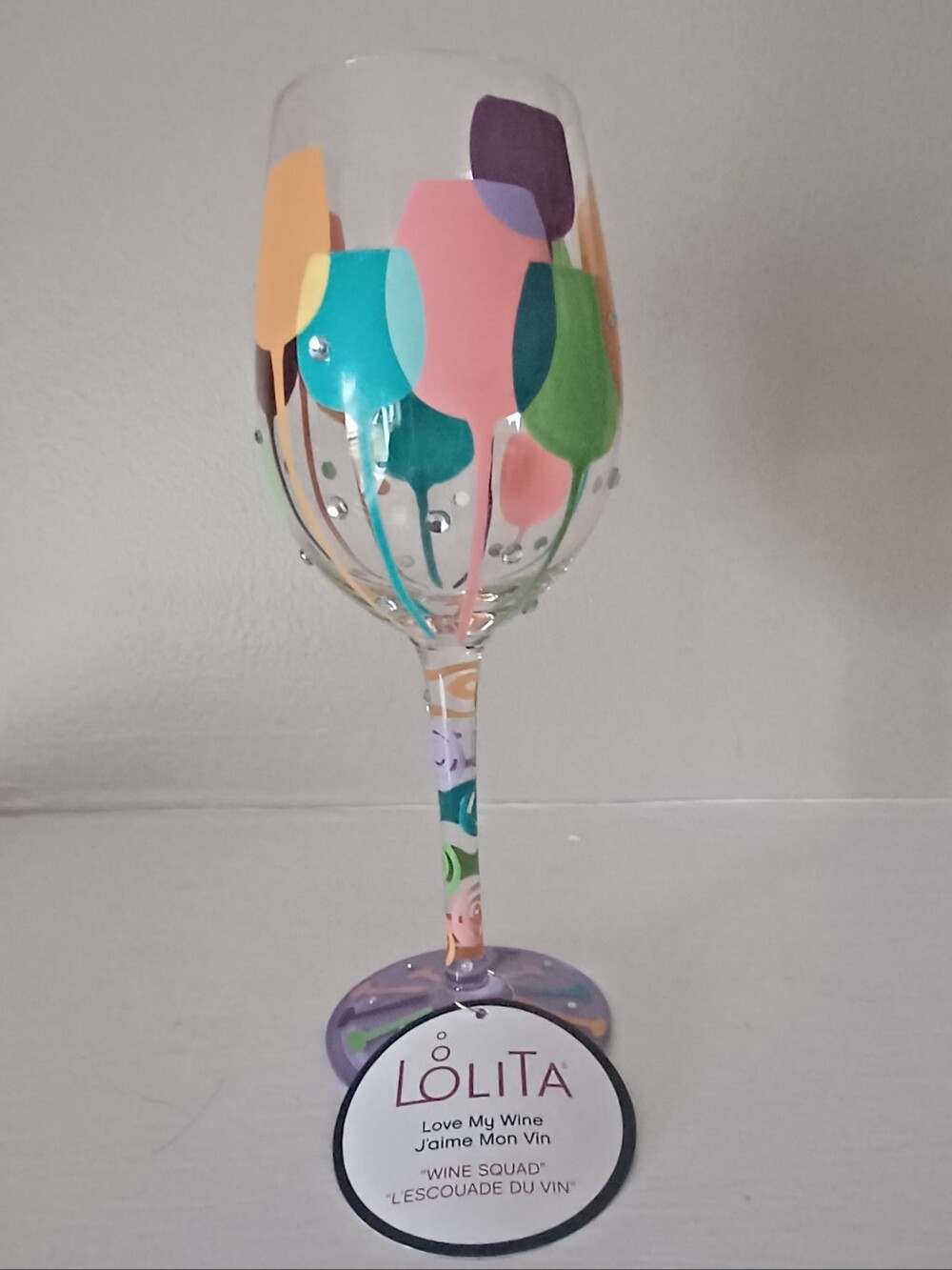 EUC Lolita/Enesco  "Love My Wine" 15 oz. Painted Wine Glass